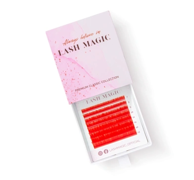 Lash Magic 8 soros színes "classic" műszempilla CC 0.07 Red Mix 7-13mm főképe